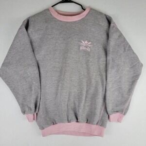 Beaver Canoe Womens Pullover Sweatshirt Gray Pink Heathered Long Sleeve Crew M